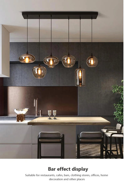 Retro Glass Pendant Light - E27