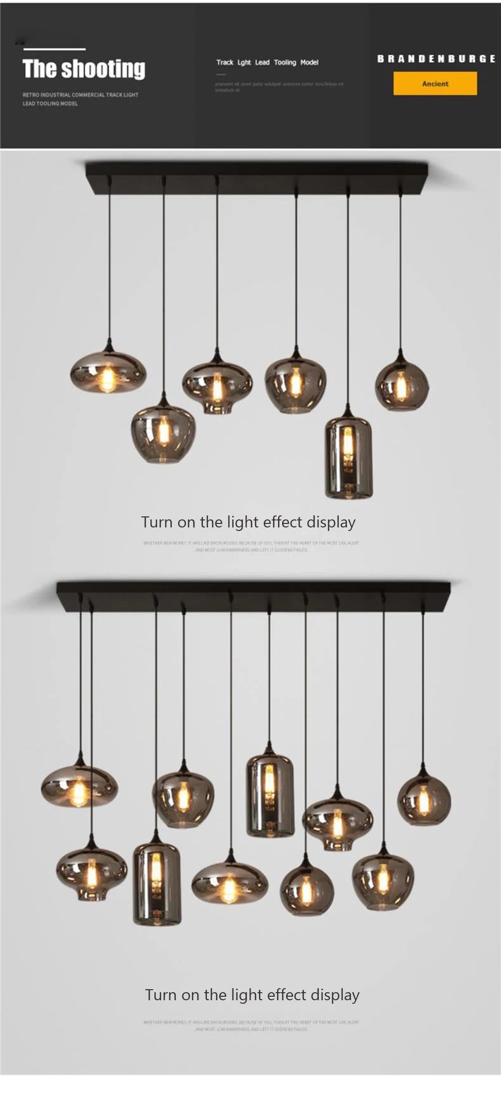 Retro Glass Pendant Light - E27