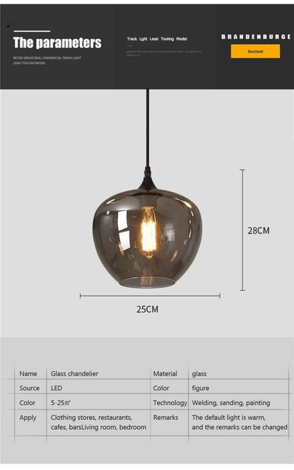 Retro Glass Pendant Light - E27