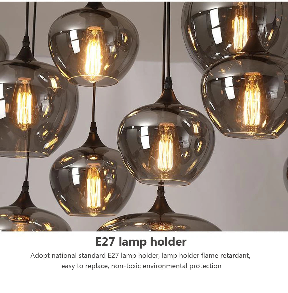 Retro Glass Pendant Light - E27