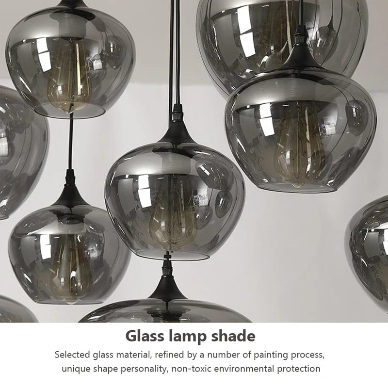 Retro Glass Pendant Light - E27