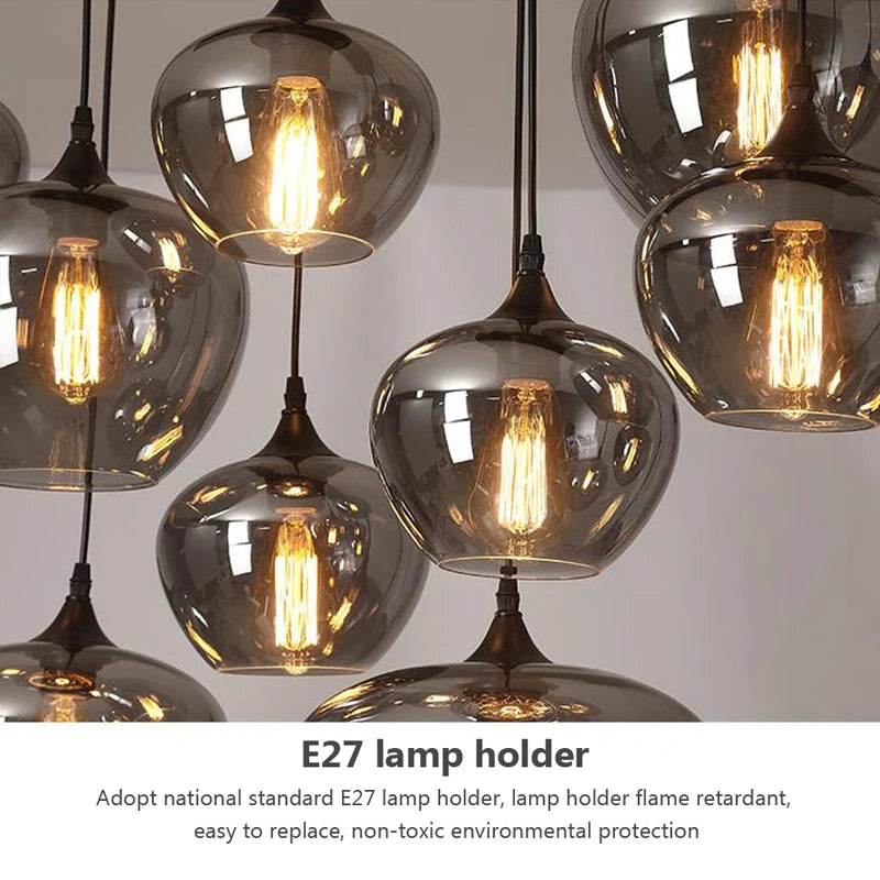 Retro Glass Pendant Light - E27