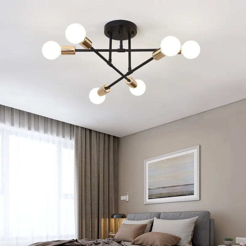 Retro Industrial Wrought Iron Ceiling Lamp