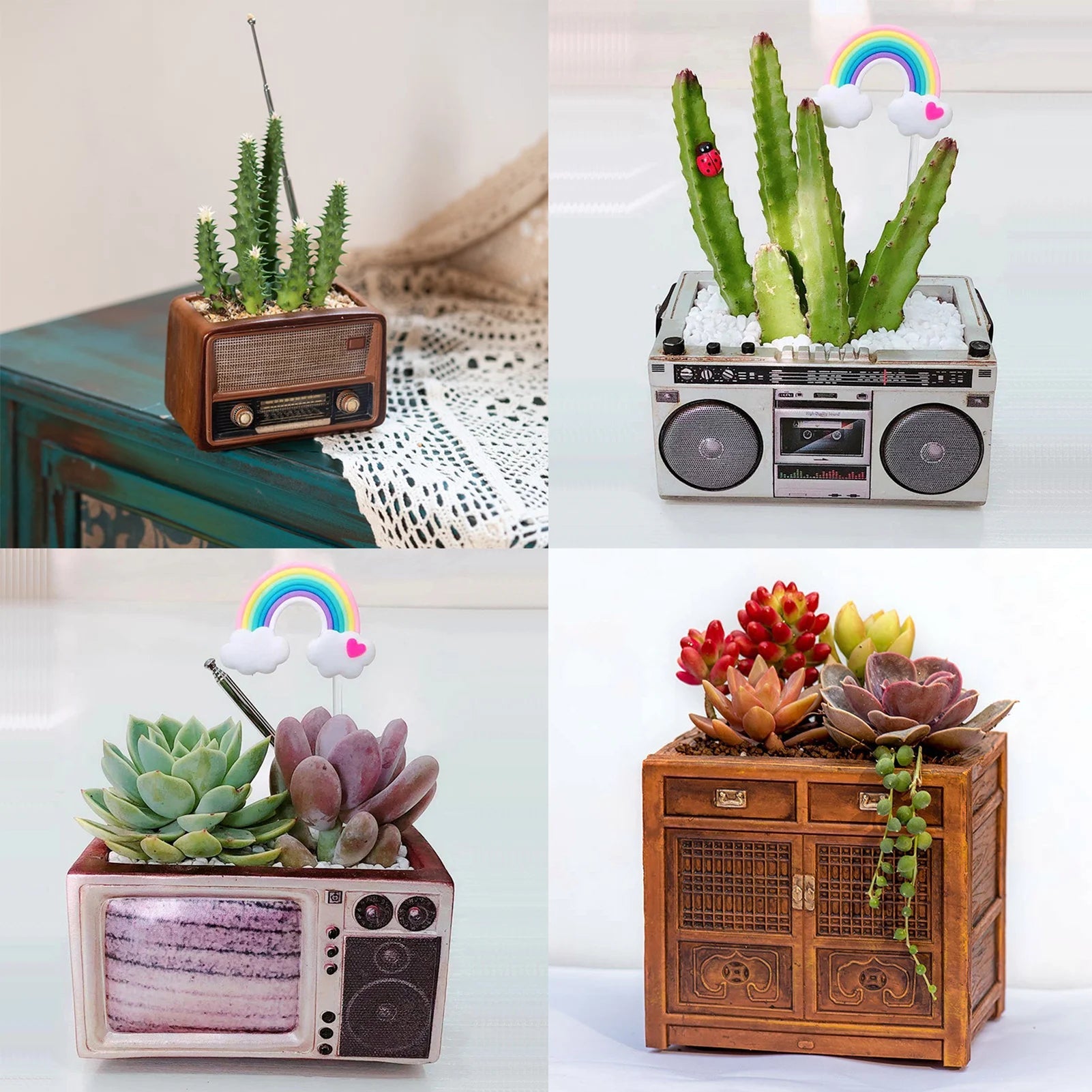 Retro Radio Planter for Succulents