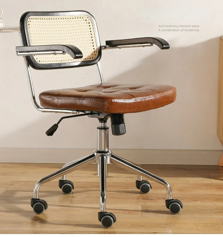 Retro Rattan Office Chair - Comfortable & Stylish