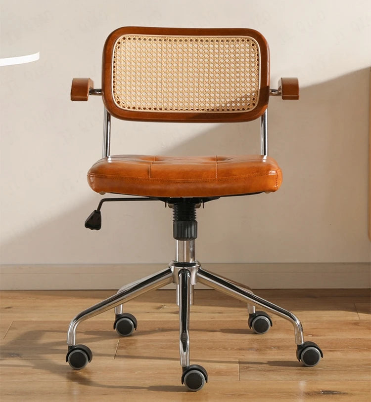 Retro Rattan Office Chair - Comfortable & Stylish