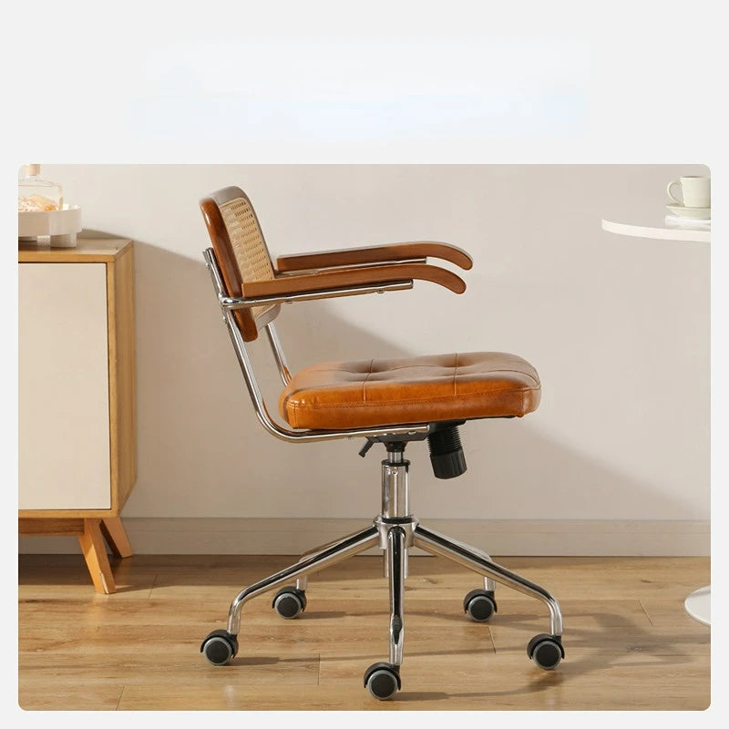 Retro Rattan Office Chair - Comfortable & Stylish