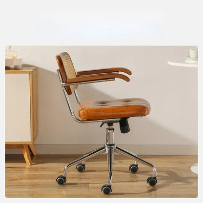 Retro Rattan Office Chair - Comfortable & Stylish