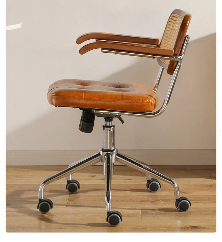 Retro Rattan Office Chair - Comfortable & Stylish