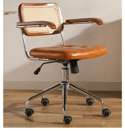 Retro Rattan Office Chair - Comfortable & Stylish