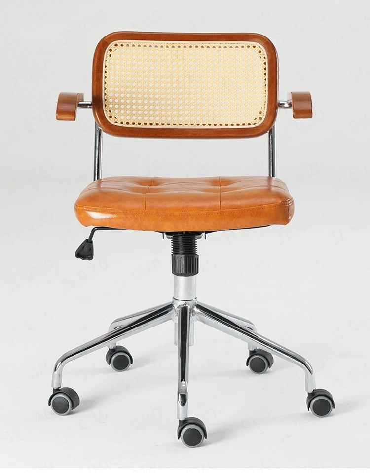 Retro Rattan Office Chair - Comfortable & Stylish