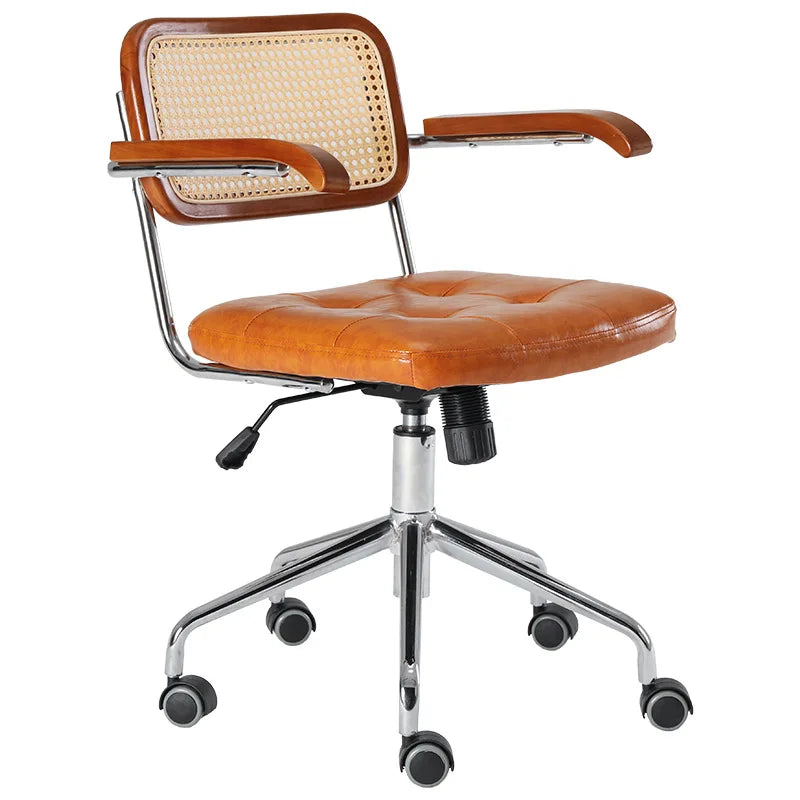 Retro Rattan Office Chair - Comfortable & Stylish