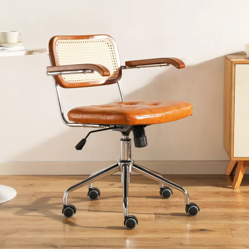 Retro Rattan Office Chair - Comfortable & Stylish