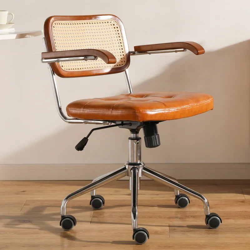 Retro Rattan Office Chair - Comfortable & Stylish