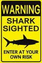 Retro Shark Warning Metal Sign