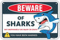 Retro Shark Warning Metal Sign