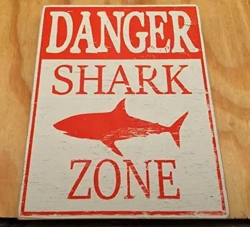 Retro Shark Warning Metal Sign