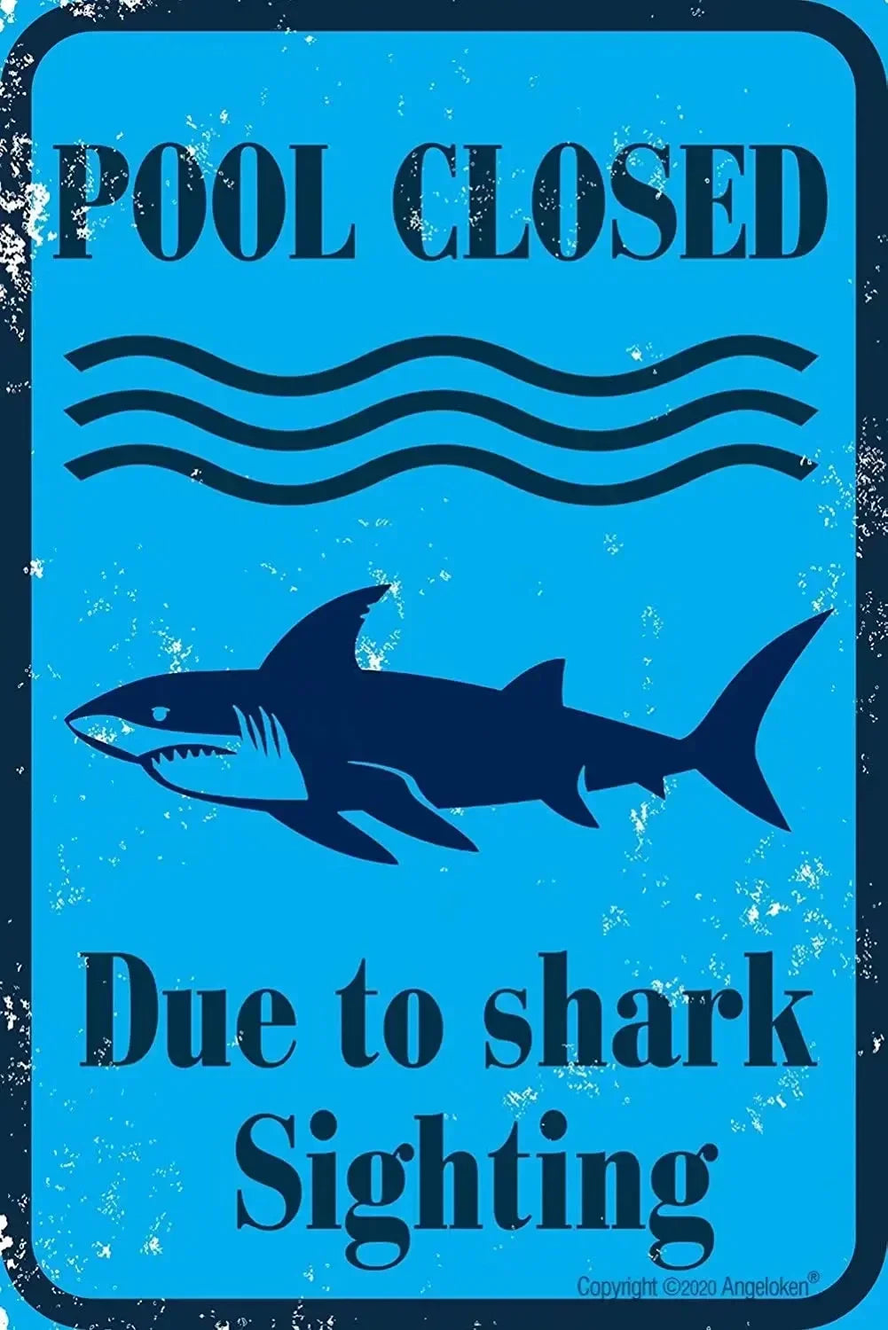 Retro Shark Warning Metal Sign