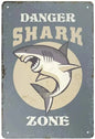 Retro Shark Warning Metal Sign