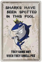 Retro Shark Warning Metal Sign