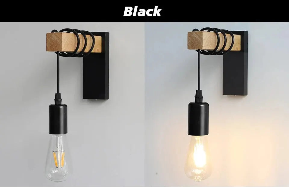 Retro Wood Industrial LED Wall Lamp