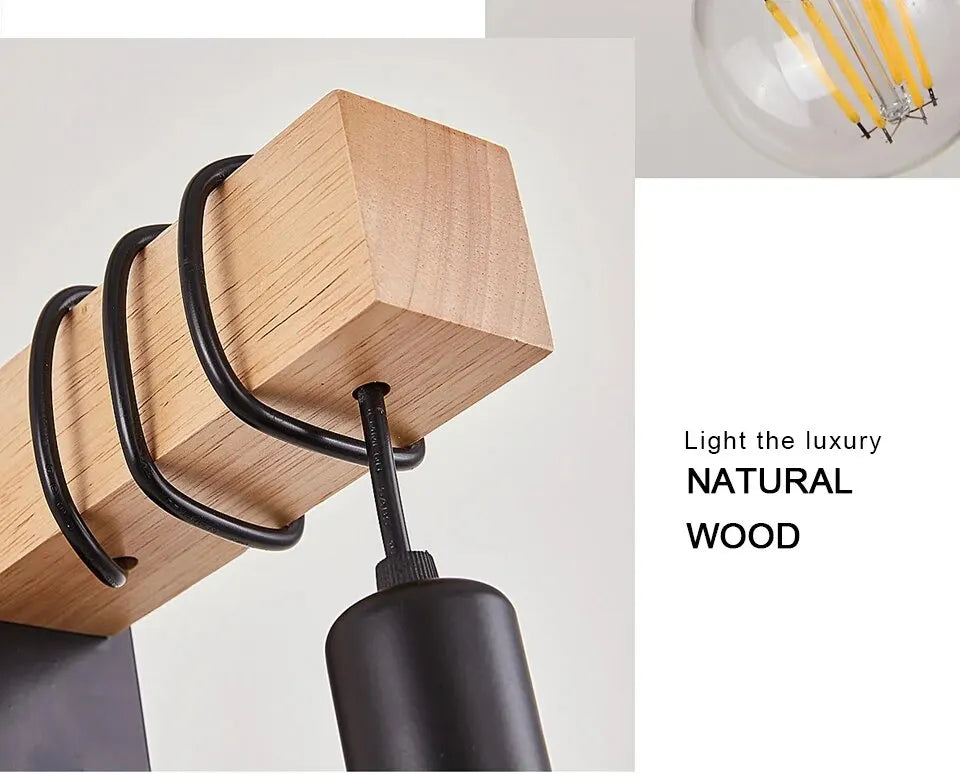 Retro Wood Industrial LED Wall Lamp