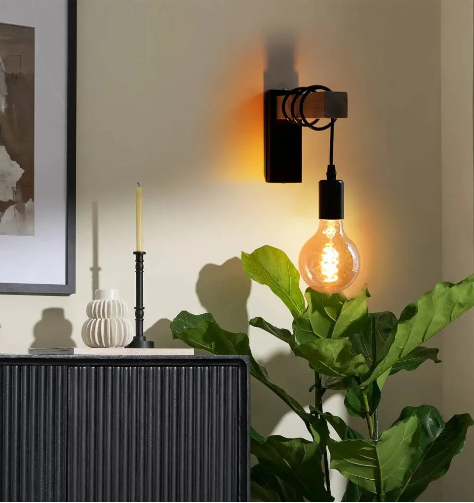 Retro Wood Industrial LED Wall Lamp