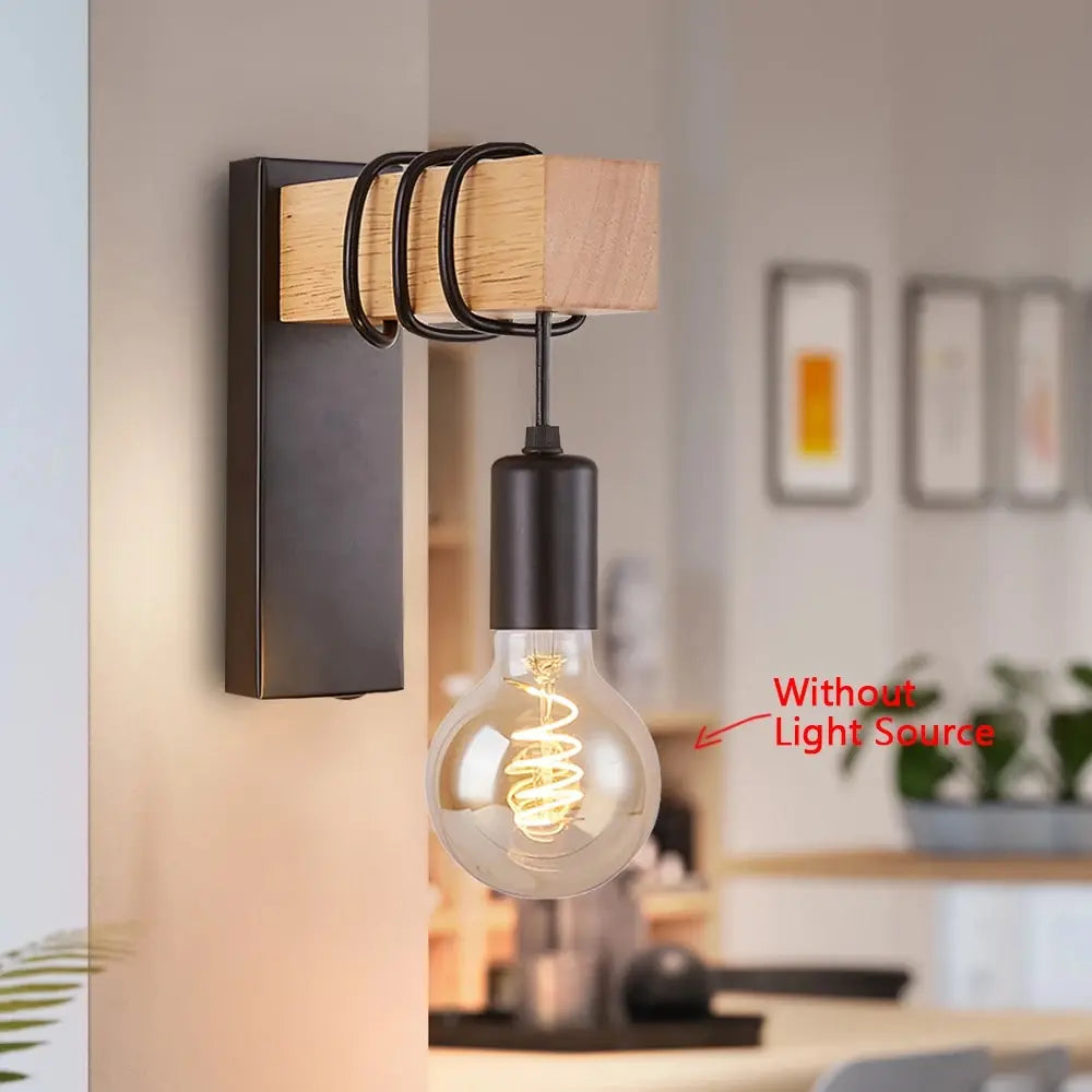 Retro Wood Industrial LED Wall Lamp