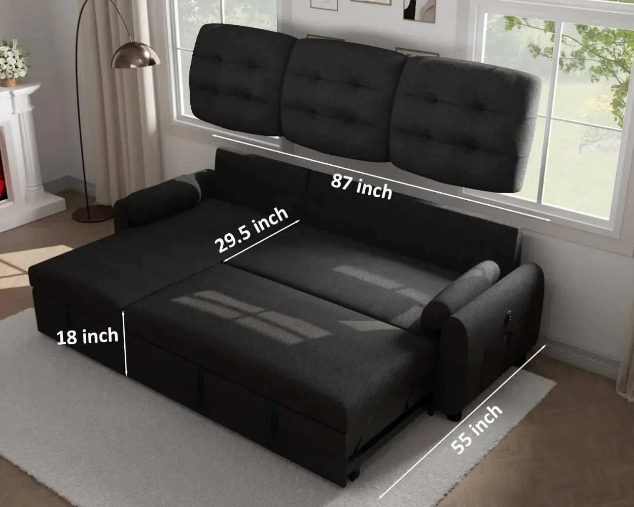 Reversible Storage Sectional Sofa with USB