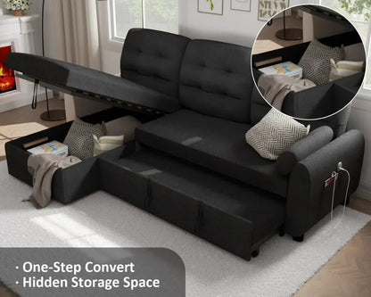 Reversible Storage Sectional Sofa with USB