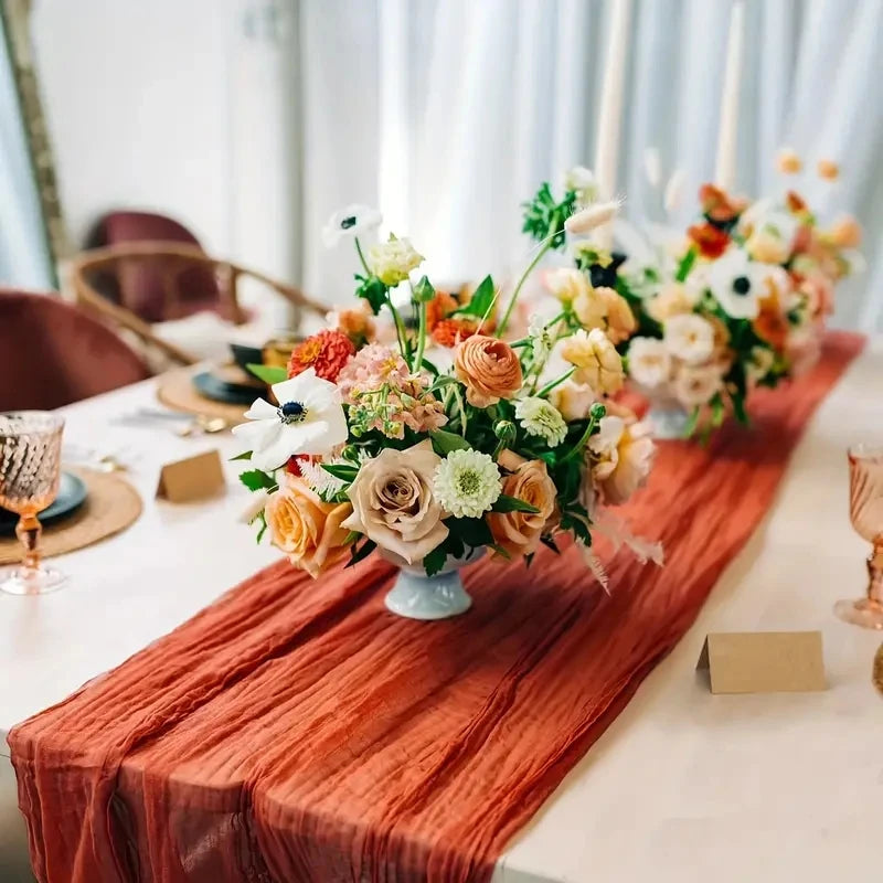 Romantic Boho Cheesecloth Table Runner