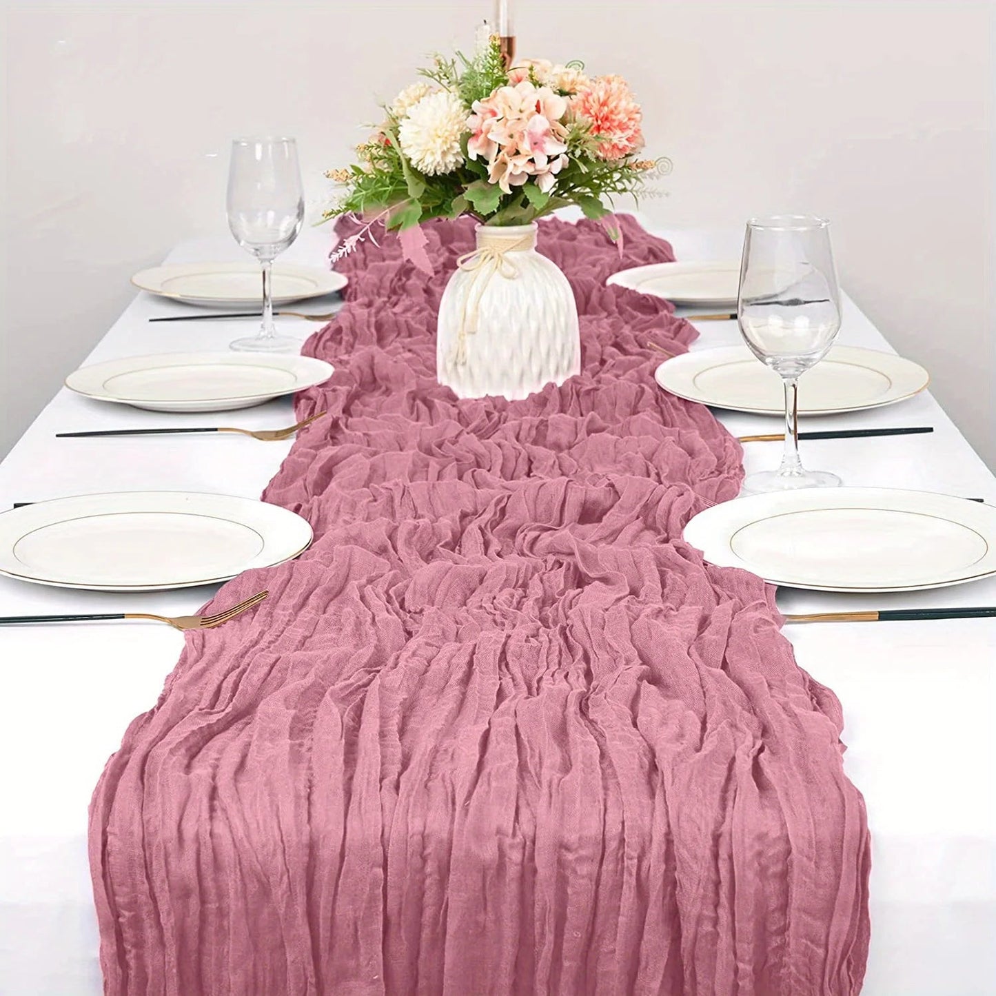 Romantic Boho Cheesecloth Table Runner