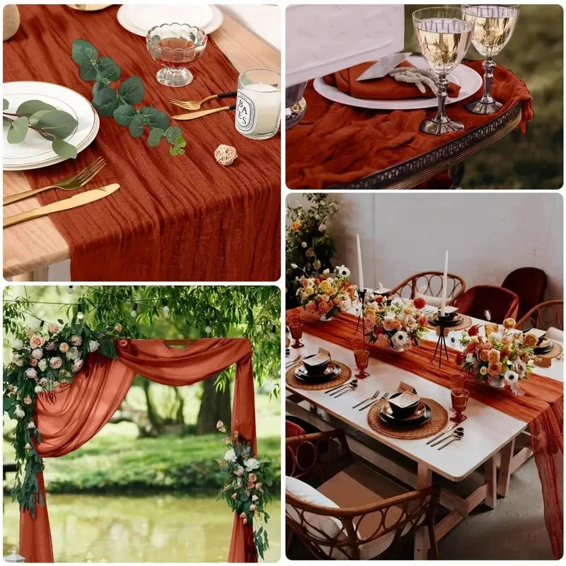 Romantic Boho Cheesecloth Table Runner