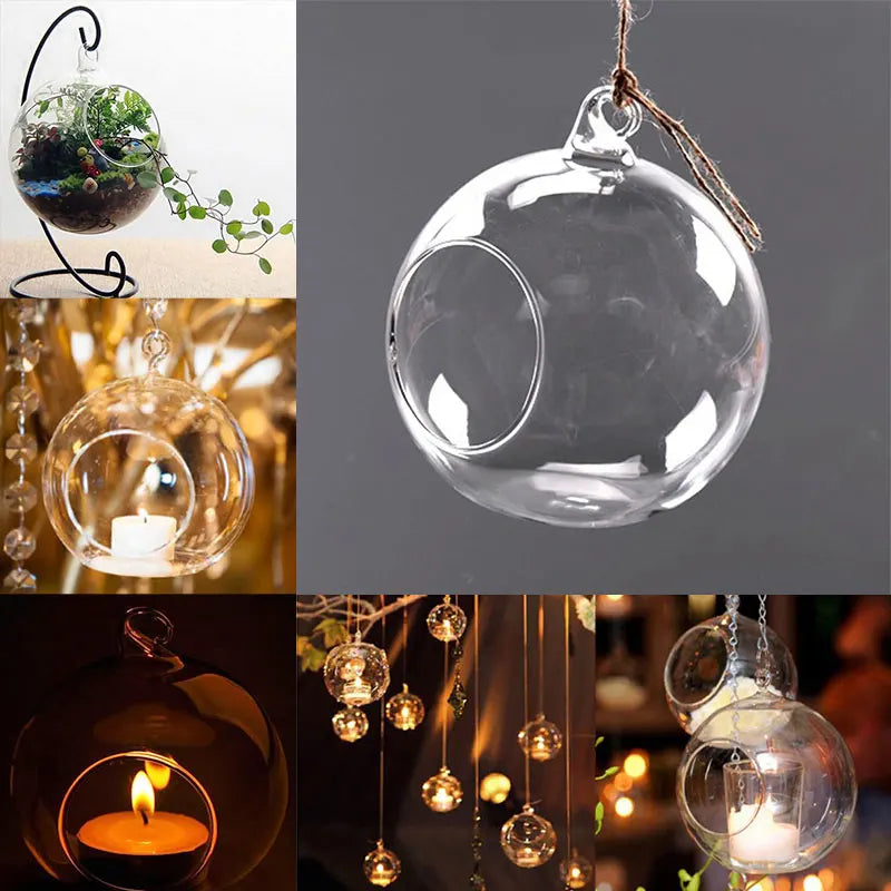 Romantic Clear Glass Hanging Candle Holders