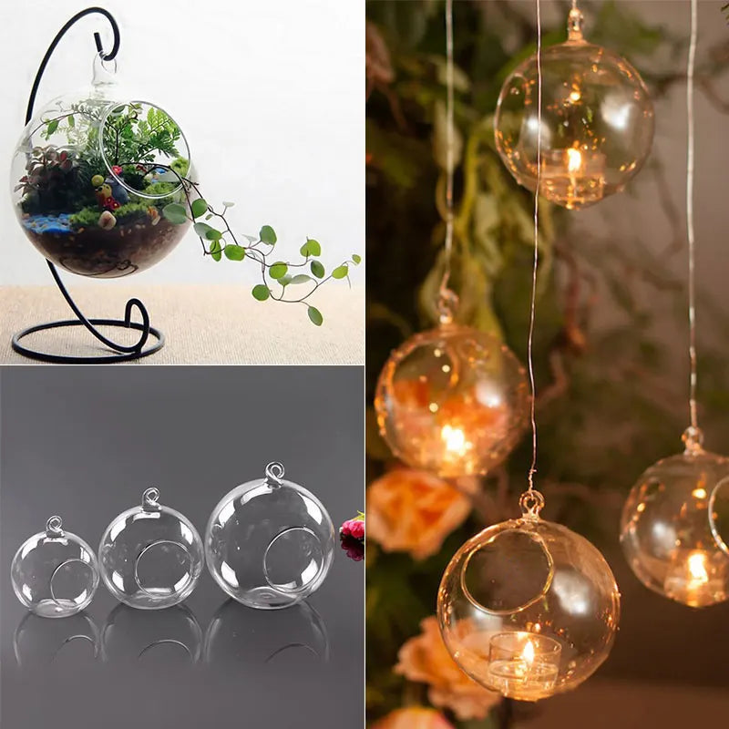 Romantic Clear Glass Hanging Candle Holders