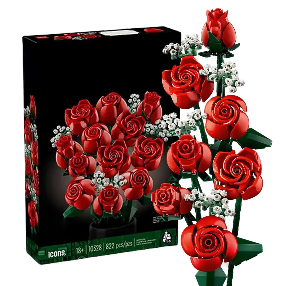 Rose Bouquet Building Blocks Kit