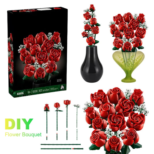 Rose Bouquet Building Blocks Kit