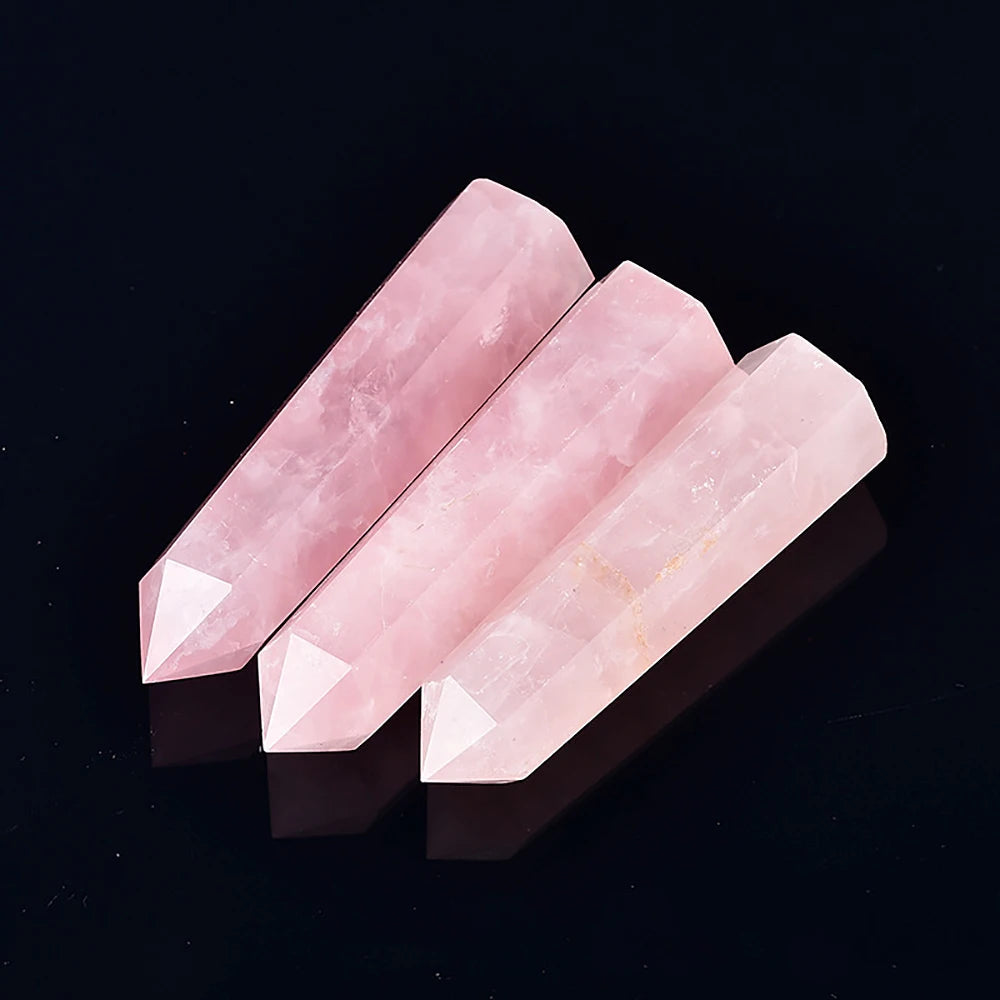 Rose Quartz Amethyst Crystal Point Wand