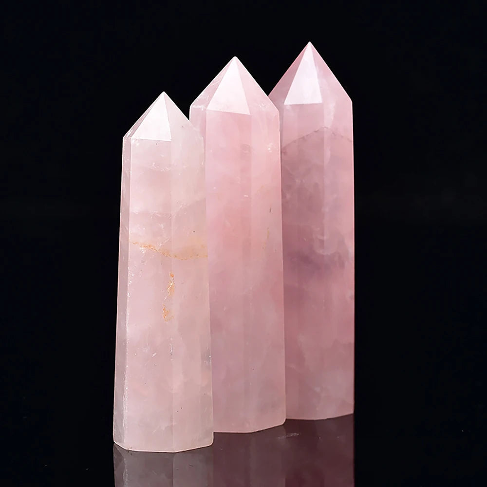 Rose Quartz Amethyst Crystal Point Wand