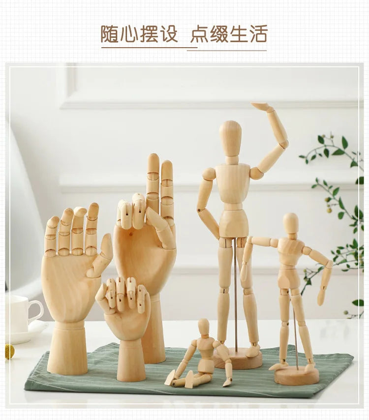 Rotatable Wooden Hand Figurine Model