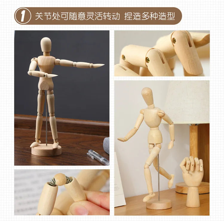 Rotatable Wooden Hand Figurine Model