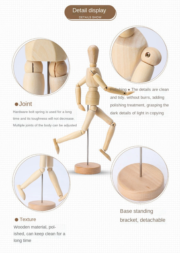 Rotatable Wooden Hand Figurine Model