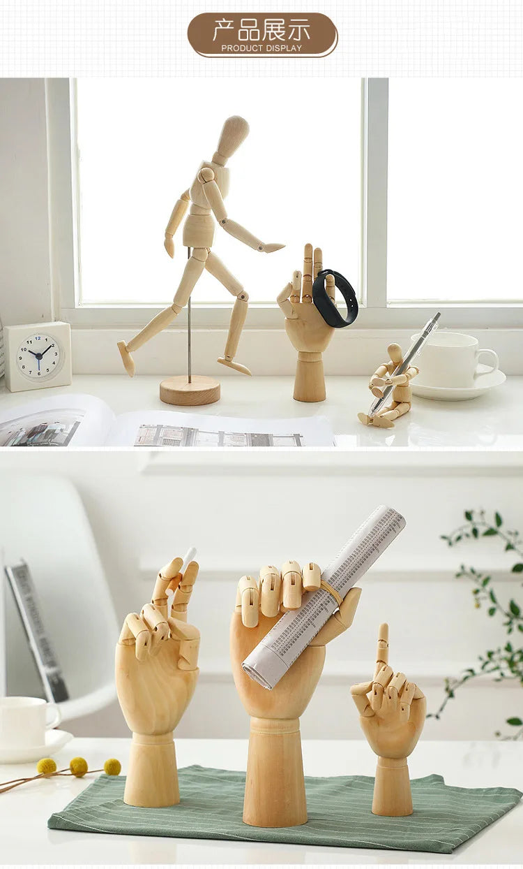 Rotatable Wooden Hand Figurine Model