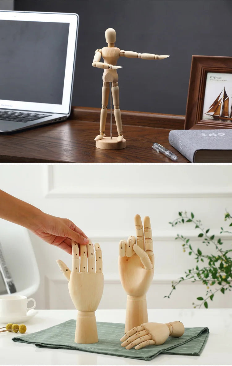 Rotatable Wooden Hand Figurine Model