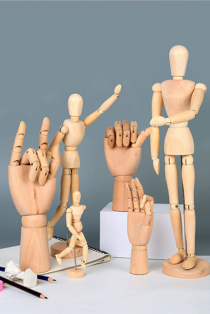 Rotatable Wooden Hand Figurine Model