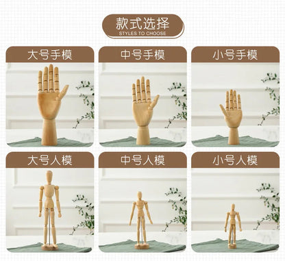 Rotatable Wooden Hand Model Figurine