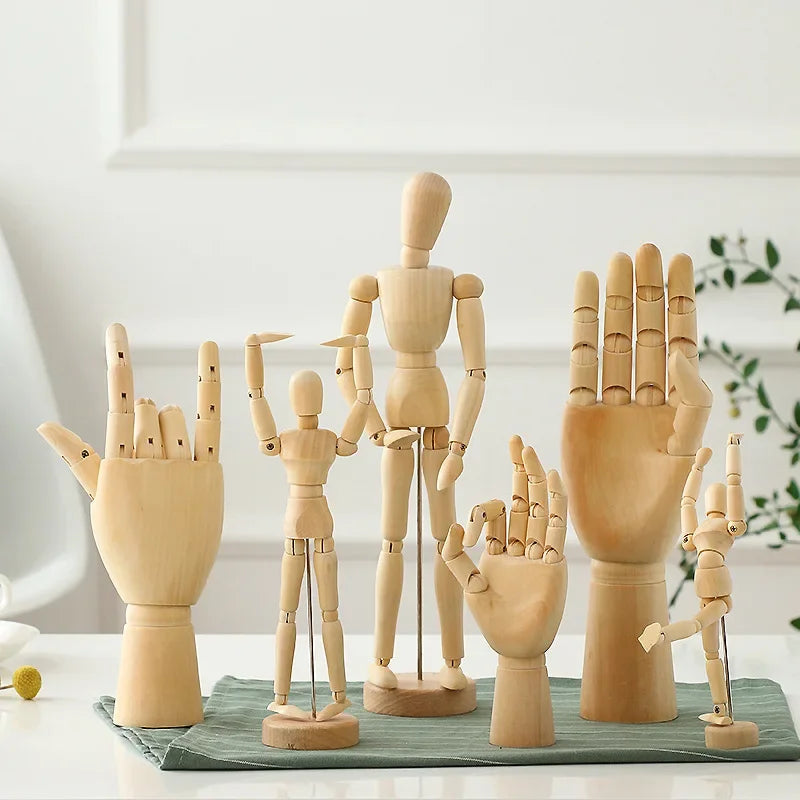 Rotatable Wooden Hand Model Figurine