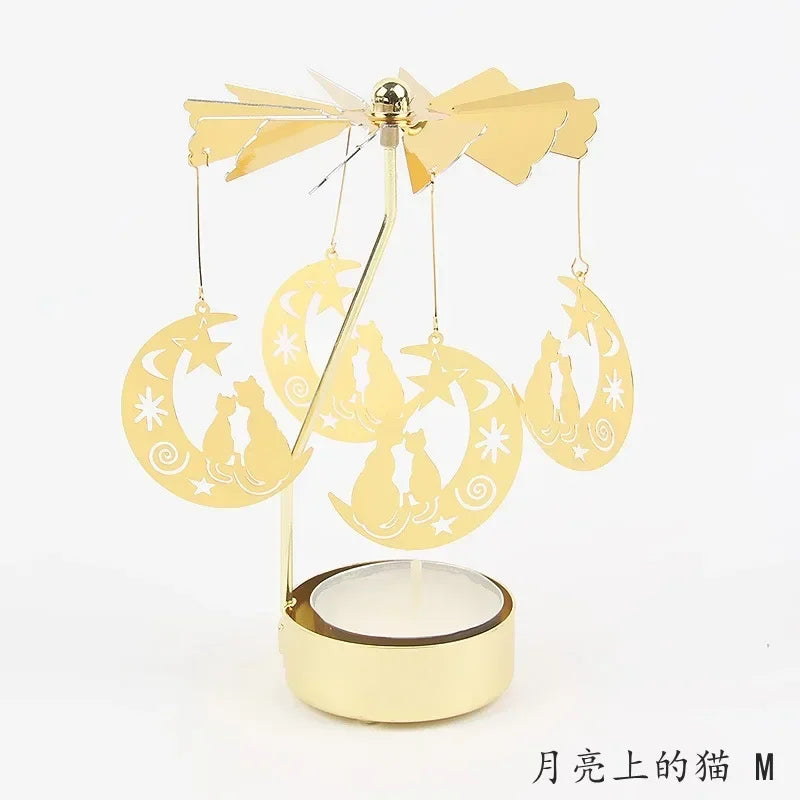 Rotating Metal Candlestick Holder - Snowflake