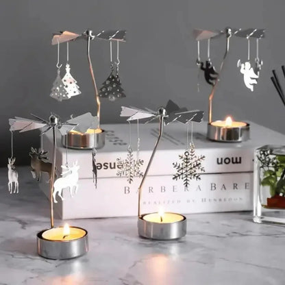 Rotating Metal Candlestick Holder - Snowflake