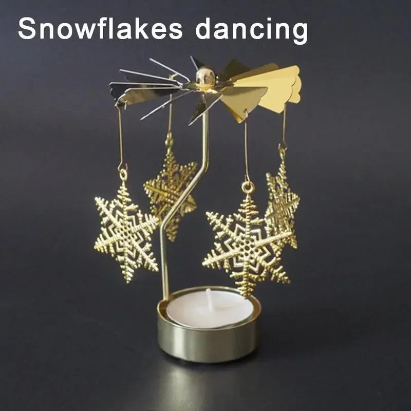 Rotating Metal Candlestick Holder - Snowflake